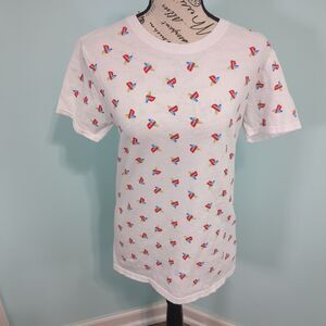 Official Sony Playstation White Shirt w/Multi color logo Adult s small